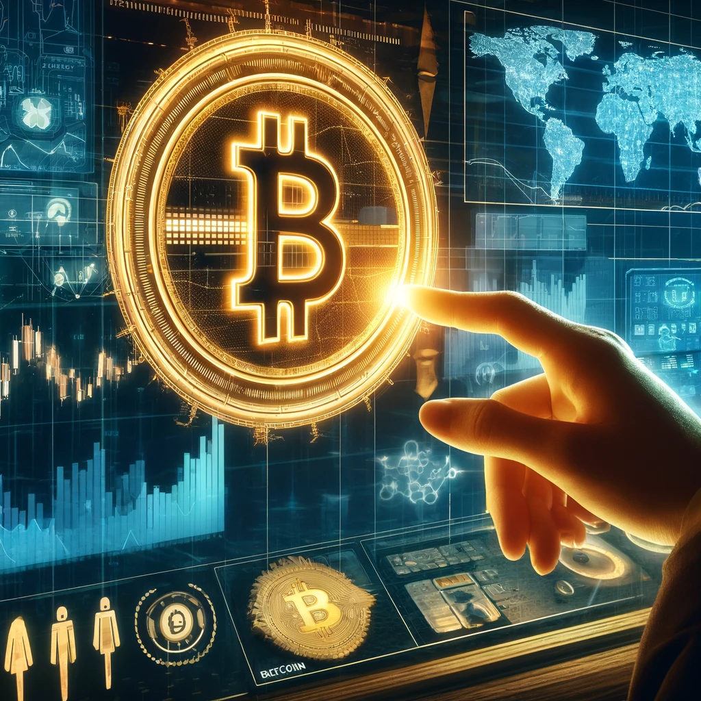 DALL·E 2024-12-28 20.17.28 - A futuristic depiction of Bitcoin trading in 2025, featuring a digital chart with a Bitcoin symbol glowing in gold. The background shows advanced tech