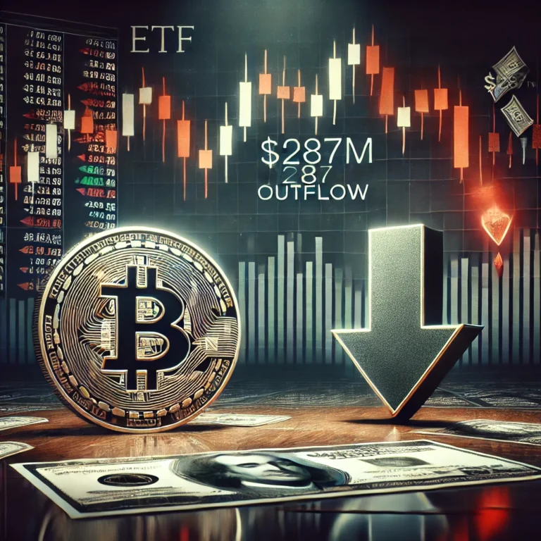 DALL·E 2024-12-28 22.17.51 - A dramatic financial market scene showing a Bitcoin symbol with a downward arrow indicating a price dip. The background features a stock market chart