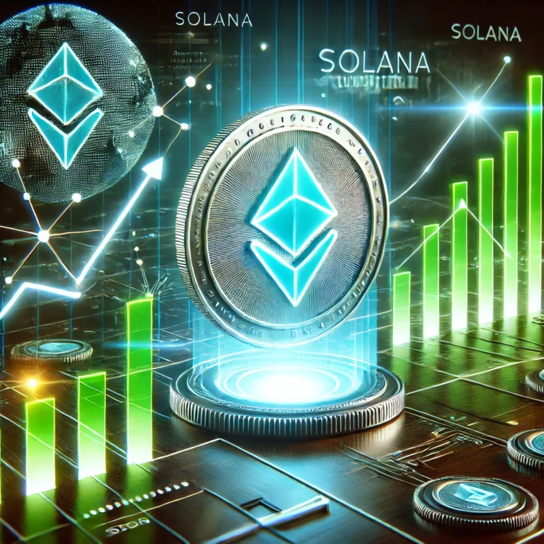 DALL·E 2024-12-29 16.16.22 - A futuristic digital representation of Solana cryptocurrency, featuring a glowing Solana logo surrounded by upward-trending financial graphs and chart