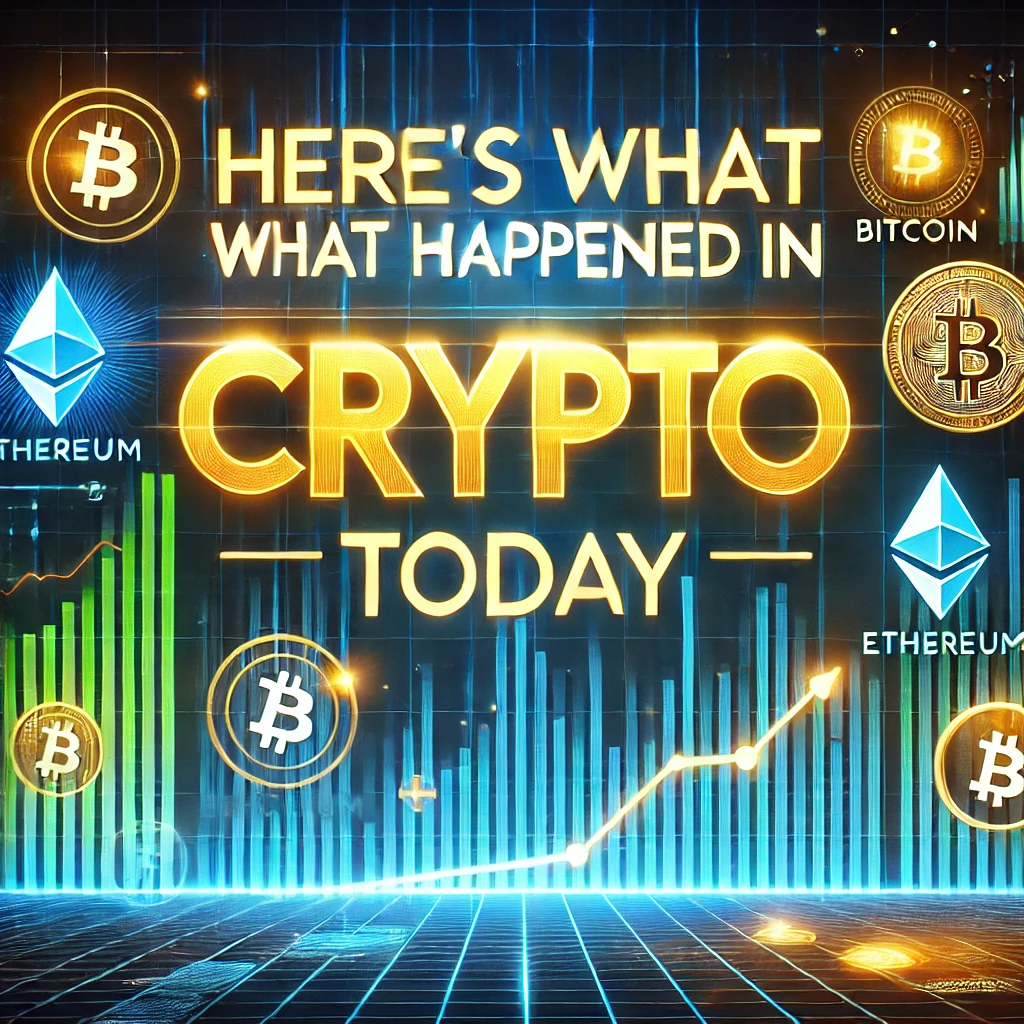 DALL·E 2025-01-01 22.58.37 - A modern and dynamic digital artwork featuring the title 'Here’s What Happened in Crypto Today' in bold, futuristic font. The background includes glow