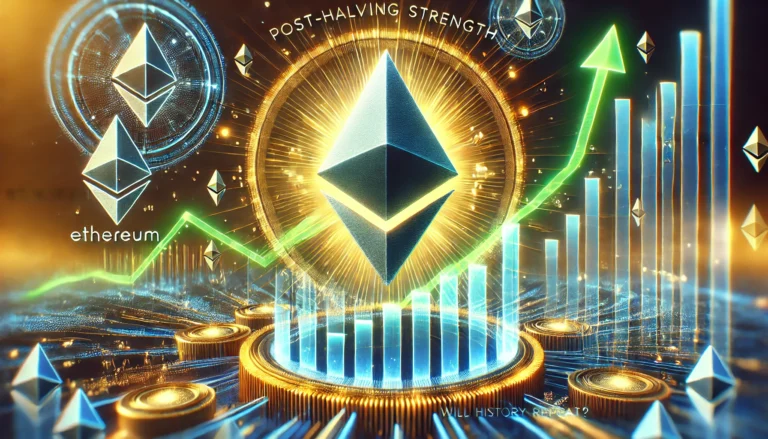 DALL·E 2025-01-08 13.34.23 - A visually striking representation of Ethereum's dominance in the cryptocurrency market during early Q1. The scene includes a glowing Ethereum logo po