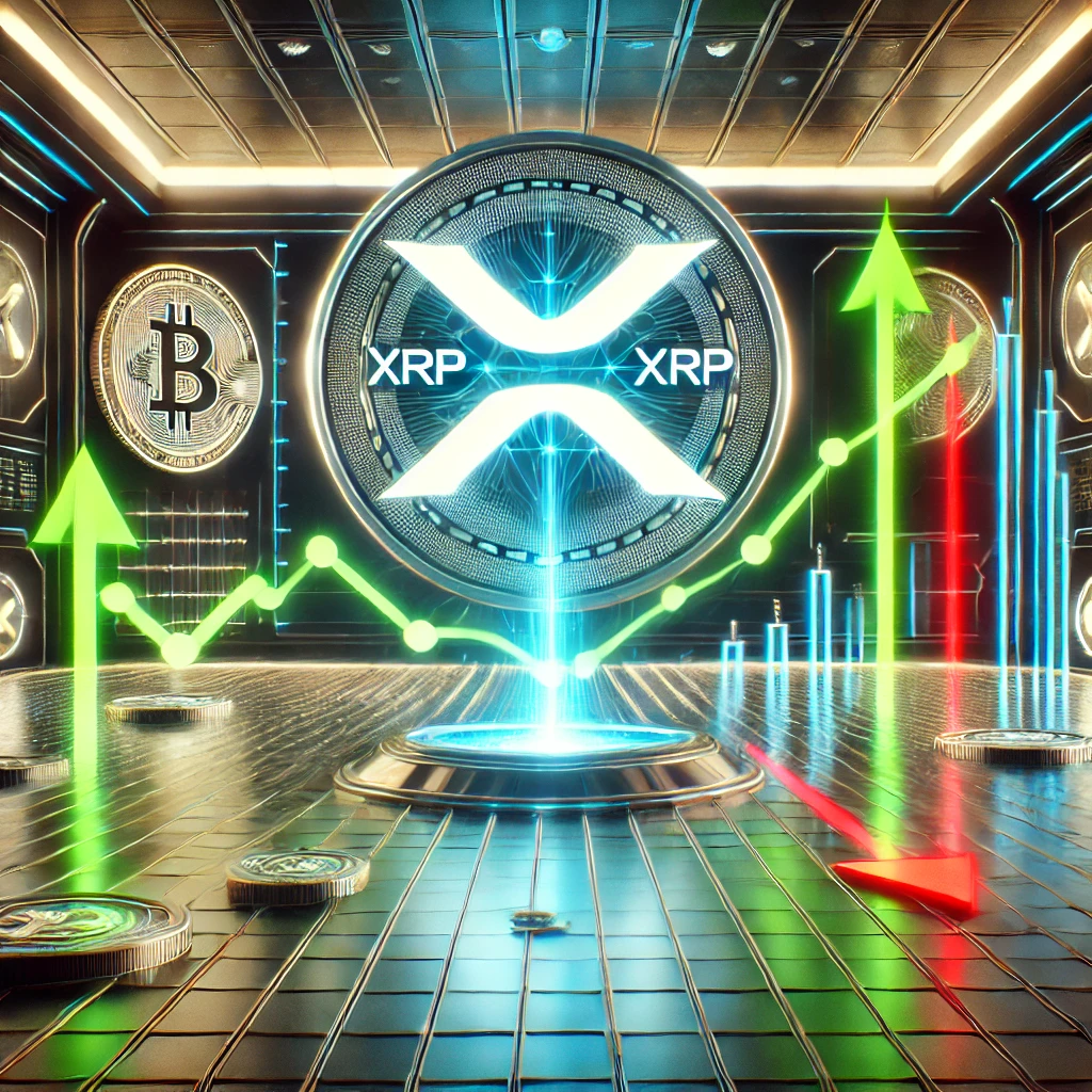 DALL·E 2025-01-09 19.46.47 - A visually striking depiction of XRP's price prediction. The scene shows a futuristic financial chart with XRP's logo prominently displayed. The chart