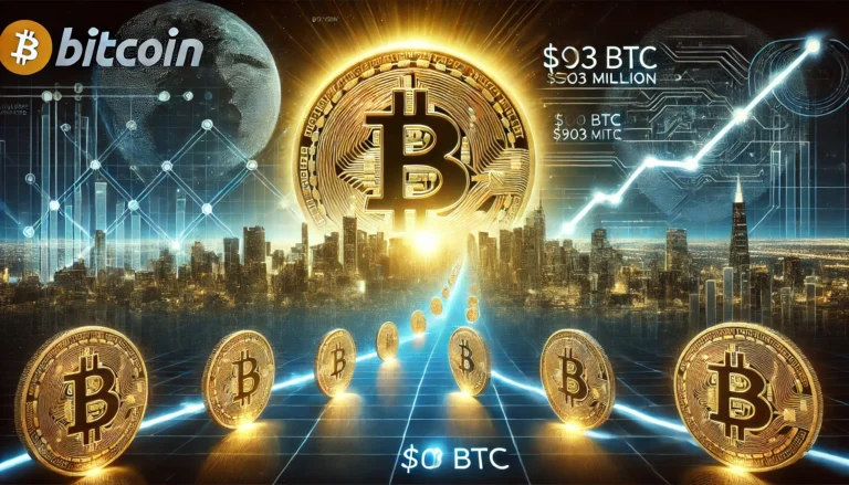 DALL·E 2025-01-12 15.52.48 - A symbolic representation of Bitcoin's journey from obscurity to a major global asset. The image features a large golden Bitcoin symbol rising above a