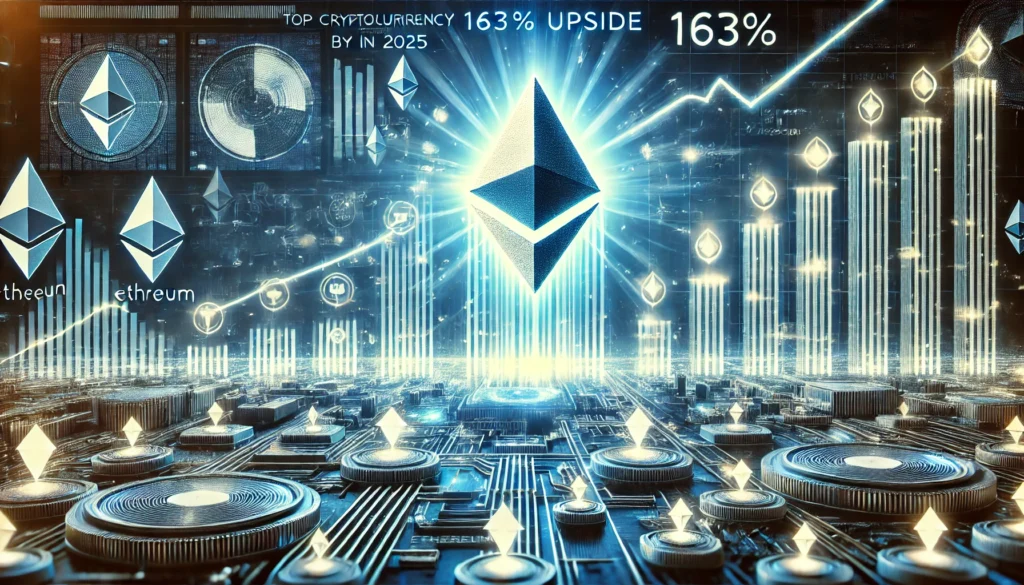 DALL·E 2025-01-12 18.19.05 - A visually compelling representation of the top cryptocurrency to buy in 2025, featuring a glowing Ethereum logo prominently rising against a futurist