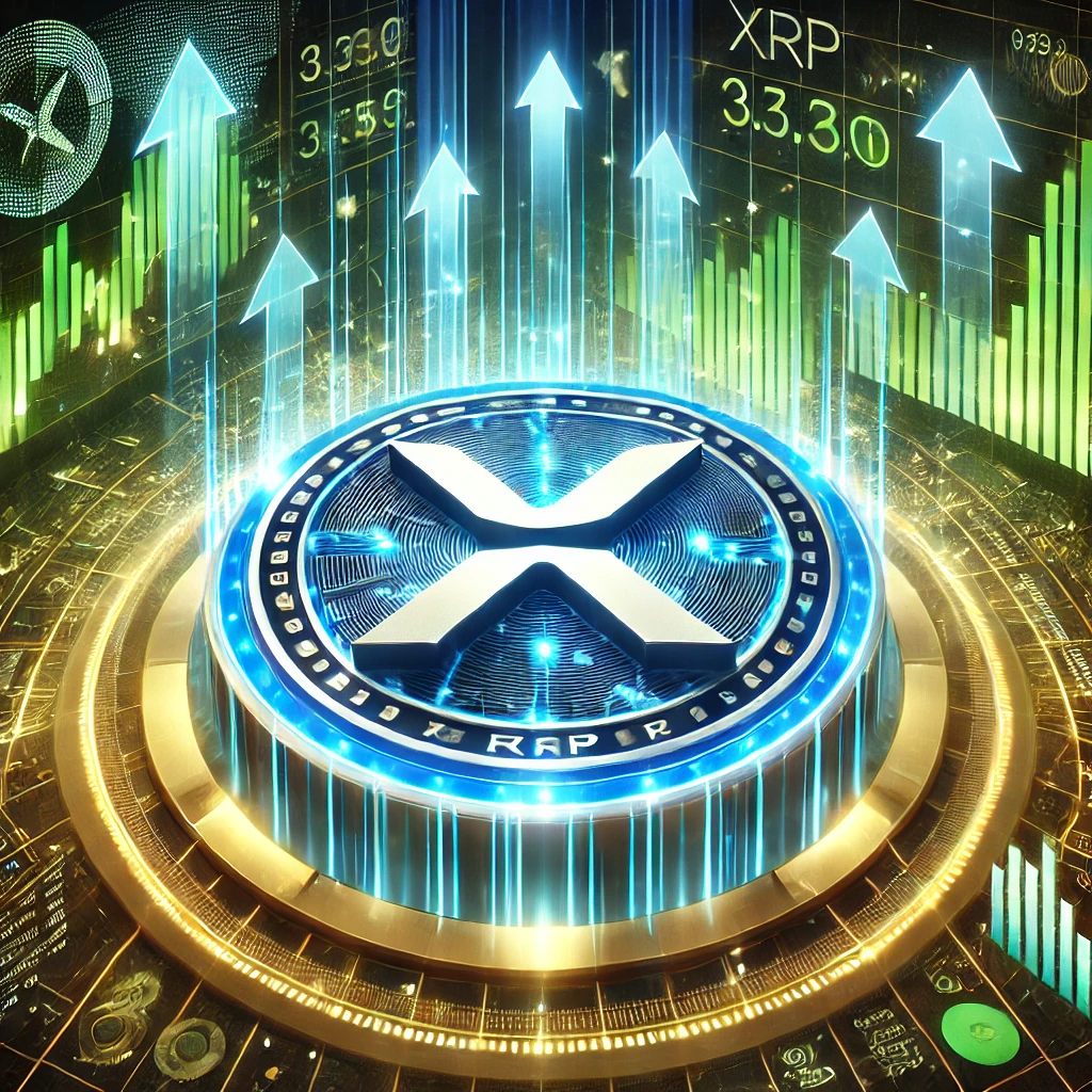 DALL·E 2025-01-15 10.25.55 - A visually striking digital artwork showcasing the XRP logo in a futuristic financial setting. The XRP logo is illuminated and surrounded by glowing u