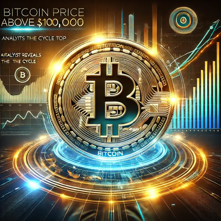 DALL·E 2025-01-16 14.01.28 - A futuristic digital illustration showcasing Bitcoin (BTC) surpassing the $100,000 milestone. The image features a glowing Bitcoin coin with dynamic f