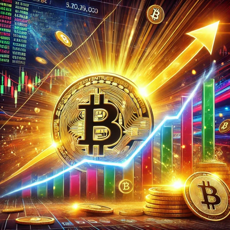 DALL·E 2025-01-17 13.15.03 - An artistic representation of the cryptocurrency market's excitement as Bitcoin crosses $101,000. The image shows a graph with a sharp upward trajecto