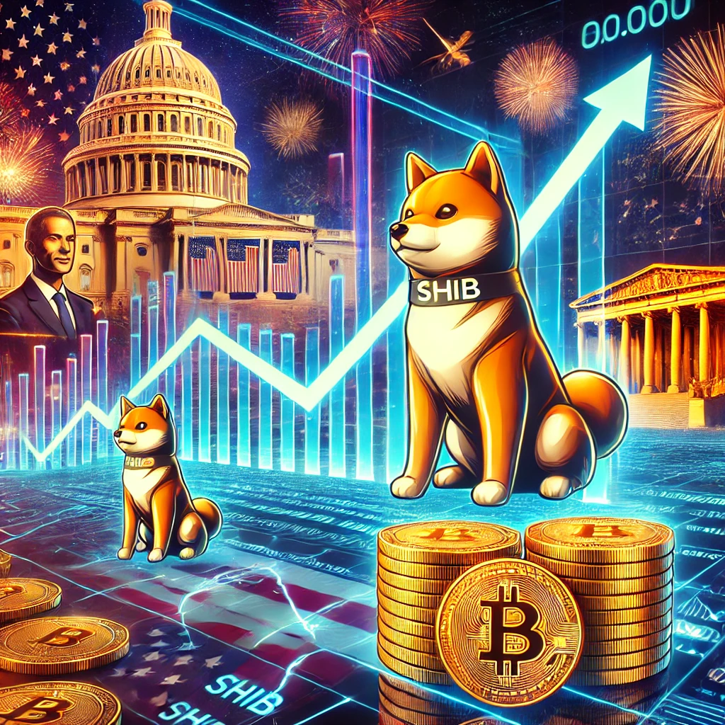 DALL·E 2025-01-19 21.07.48 - A visually striking digital illustration depicting a dynamic cryptocurrency market scene with Shiba Inu (SHIB) tokens prominently featured. The image