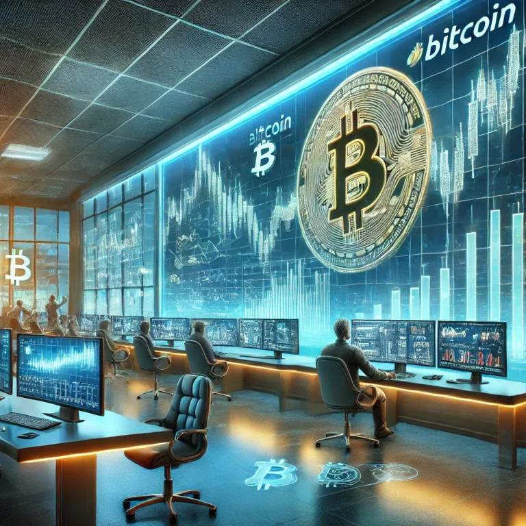 DALL·E 2025-01-21 11.14.37 - A realistic digital illustration of Bitcoin's market analysis, showing a fluctuating price graph with a Bitcoin logo prominently featured. The scene i