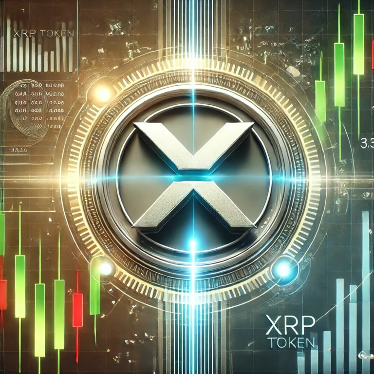 DALL·E 2025-01-23 14.32.40 - A dynamic and professional digital illustration of a cryptocurrency theme featuring the XRP token logo (a minimalist X-shape) prominently in the cente